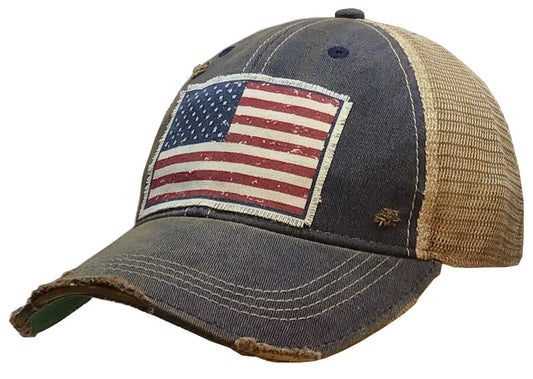 "American Flag USA" Vintage Distressed Trucker Cap