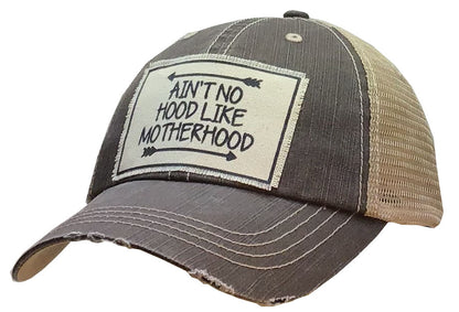 "Ain't No Hood Like Motherhood" Distressed Trucker Cap