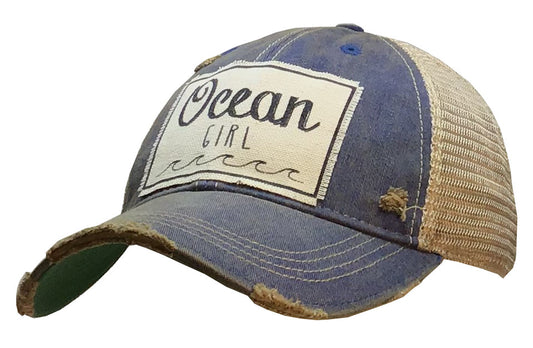 "Ocean Girl" Distressed Trucker Cap