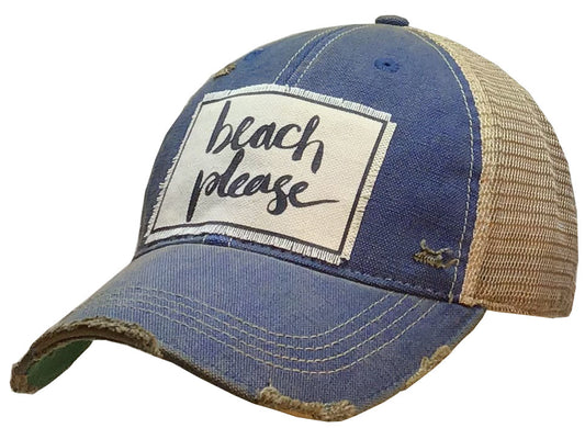 "Beach Please" Distressed Trucker Cap