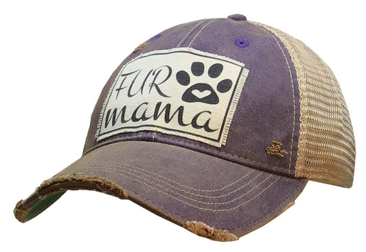 "Fur Mama" Distressed Trucker Cap