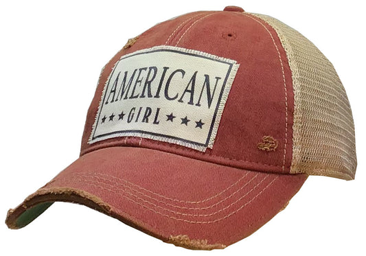 "American Girl" Distressed Trucker Cap