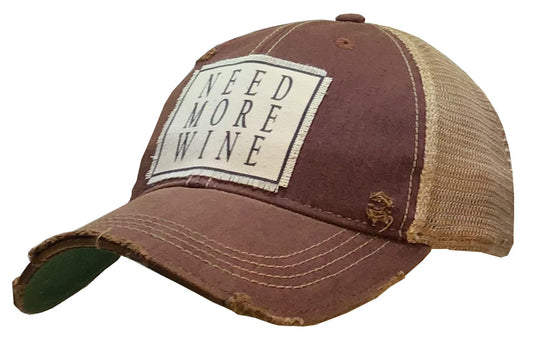 "Need More Wine" Distressed Trucker Cap