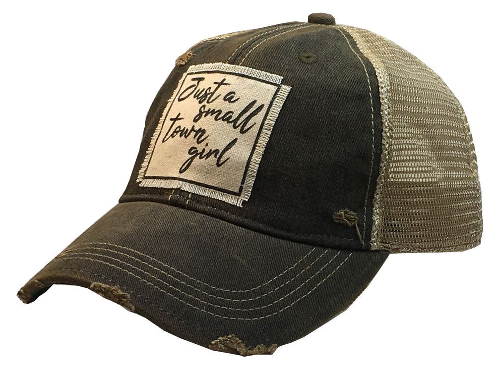 "Just A Small Town Girl" Distressed Trucker Cap
