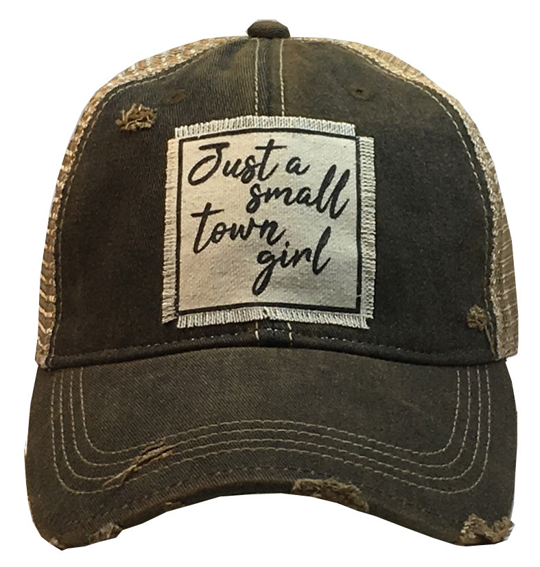 "Just A Small Town Girl" Distressed Trucker Cap