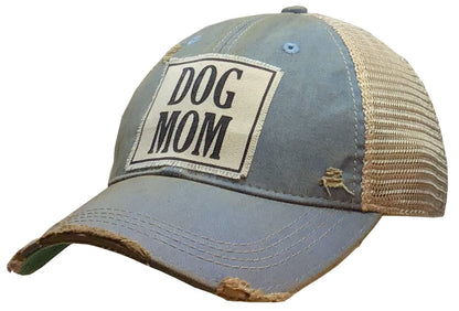 "DOG MOM" Distressed Trucker Cap