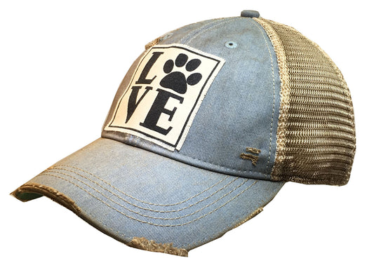 "LOVE (Paw)" Distressed Trucker Cap
