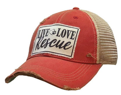 "Live Love Rescue" Distressed Trucker Cap