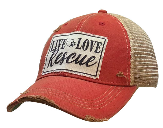 "Live Love Rescue" Distressed Trucker Cap