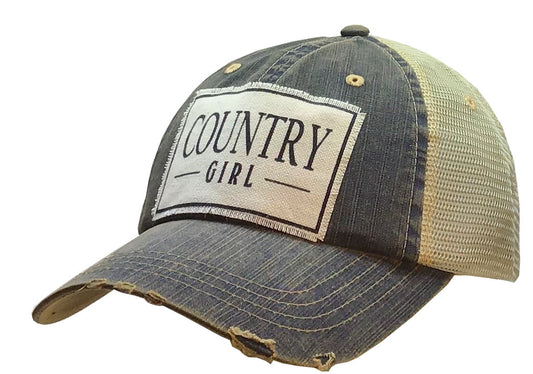 "Country Girl" Distressed Trucker Cap