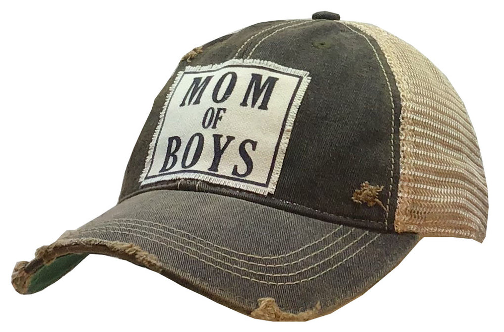 "Mom Of Boys" Distressed Trucker Cap