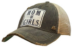 "Mom Of Girls" Distressed Trucker Cap