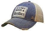 "Beaches Booze & Besties" Distressed Trucker Cap