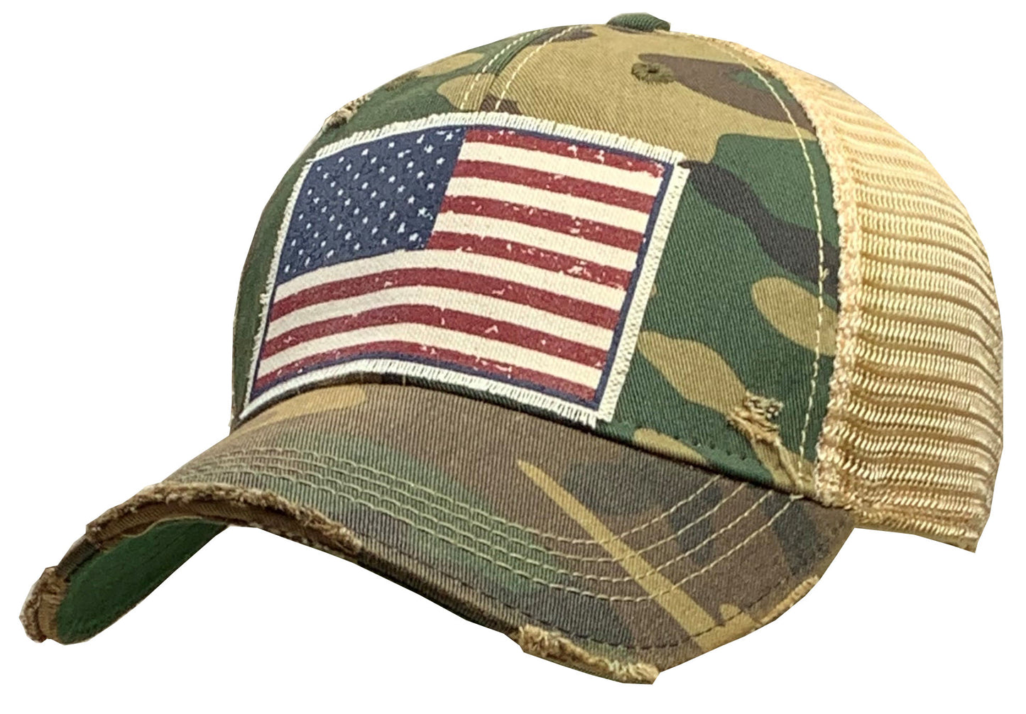 "American Flag USA" Vintage Distressed Trucker Cap