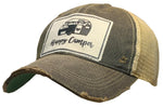 "Happy Camper" Distressed Trucker Cap