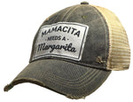 "Mamacita Needs A Margarita" Distressed Trucker Cap