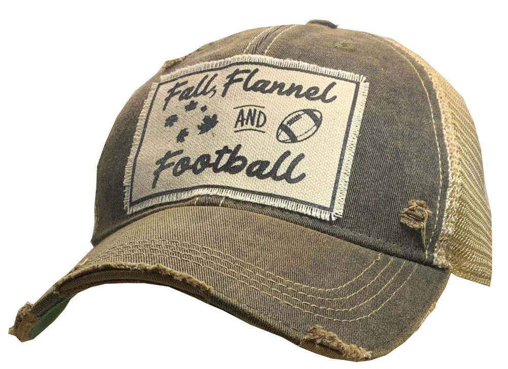 "Fall Flannel & Football" Distressed Trucker Cap