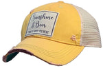 "Sunshine & Beer That's Why I'm Here" Distressed Trucker Cap