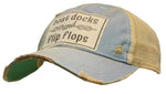 "Boat Docks & Flip Flops"  Distressed Trucker Cap