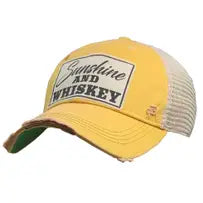 "Sunshine & Whiskey" Distressed Trucker Cap